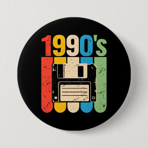 Retro floppy disk computer nostalgie jaren 90 ronde button 7,6 cm