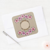 Retro, floraal vierkante sticker (Envelop)