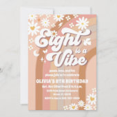 Retro Floral 8th Birthday Invitation (Devant)