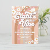 Retro Floral 8th Birthday Invitation (Debout devant)
