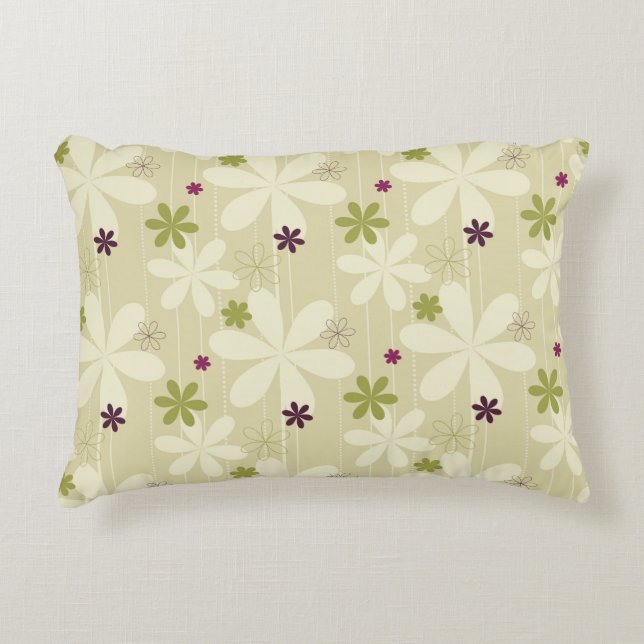 Retro Floral achtergrond Accent Kussen (Voorkant)