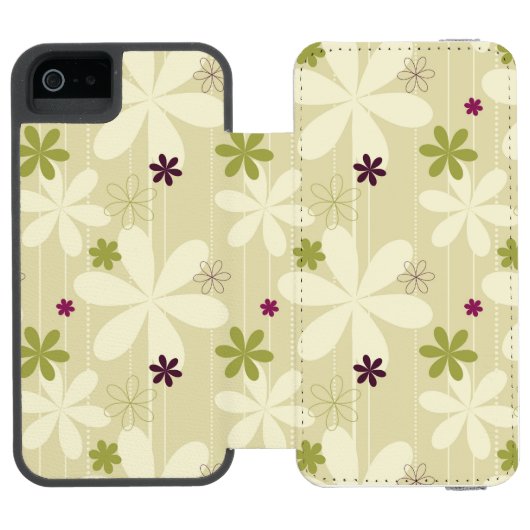 Retro Floral achtergrond Incipio iPhone Portemonnee Hoesje (Agenda Open)