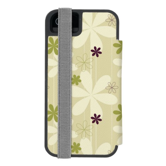 Retro Floral achtergrond Incipio iPhone Portemonnee Hoesje (Agenda Achterkant)