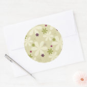 Retro Floral achtergrond Ronde Sticker (Envelop)
