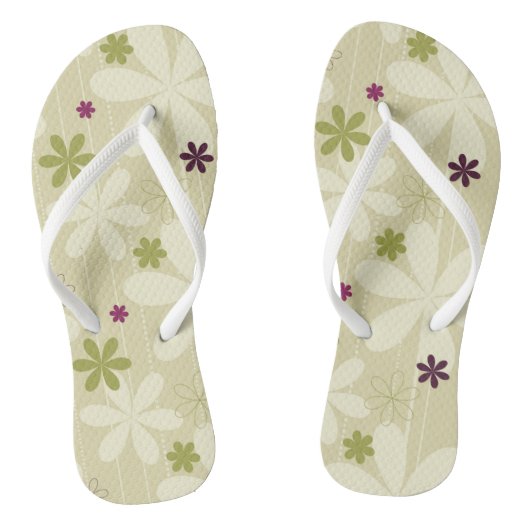 Retro Floral achtergrond Teenslippers (Voetbed)