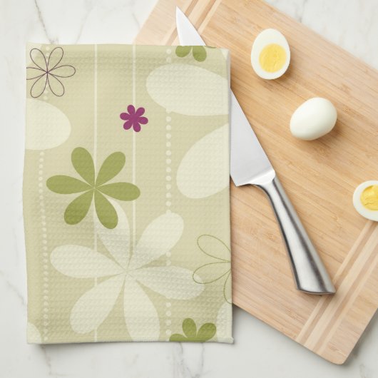 Retro Floral achtergrond Theedoek (Quarter Fold)