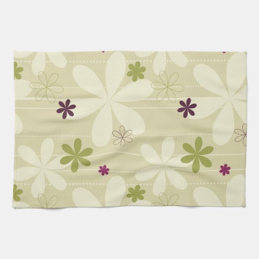 Retro Floral achtergrond Theedoek (Horizontaal)