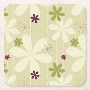Retro Floral achtergrond Vierkante Kartonnen Onderzetter