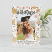 Retro Floral Arch Foto Afstuderen Aankondiging (Staand voorkant)