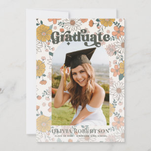 Retro Floral Arch Foto Afstuderen Aankondiging
