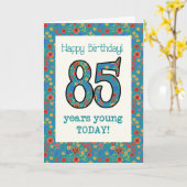 Retro Floral Birthday Kaart 85 jaar Young (Gele Bloem)