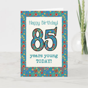 Retro Floral Birthday Kaart 85 jaar Young