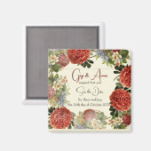 Retro Floral BOHO Wedding Save the Date Magnets (Recto/Verso)