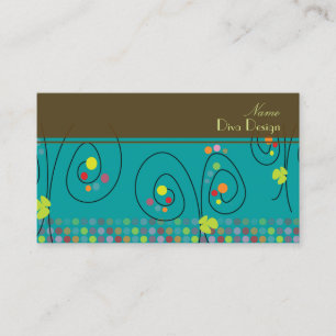Retro floral bouquet met polka dots BusinessCard Visitekaartje
