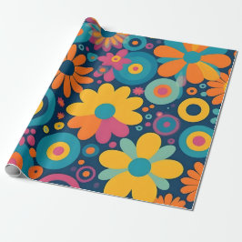 Retro Floral Burst Cadeaupapier