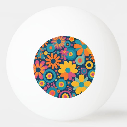 Retro Floral Burst Pingpongballen (Voorkant)