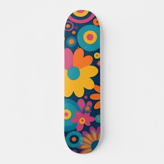 Retro Floral Burst Skateboard (Voorkant)