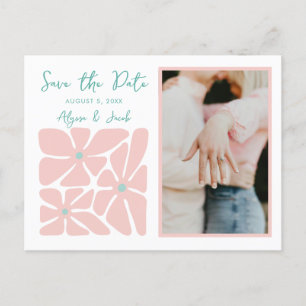 Retro Floral Chic Foto Sla de datum op Briefkaart