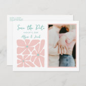 Retro Floral Chic Foto Sla de datum op Briefkaart (Voorkant / Achterkant)