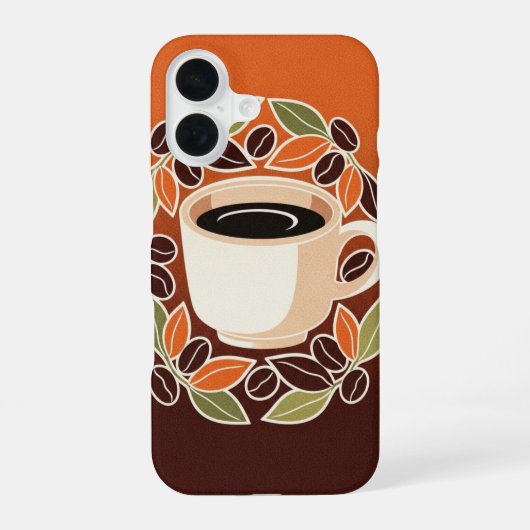 Retro Floral Coffee Cup iPhone 16 Hoesje (Achterkant)
