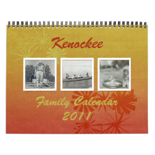 Retro Floral Custom Family Photo Agenda Kalender