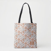 Retro Floral Daisy Pattern Monogram Naam Draagtas (Voorkant)