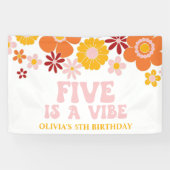 Retro Floral Five est une bannière d'anniversaire  (Horizontal)