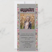 Retro Floral Graduation Party Digitale Editie Kaart (Voorkant)