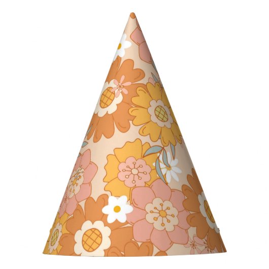 Retro floral groovy baby feesthoedjes (Voorkant)