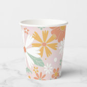 Retro Floral groovy Birthday Papieren Bekers (Achterkant)