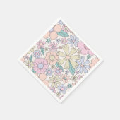 Retro Floral groovy Birthday Servet (Hoek)