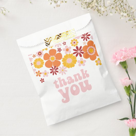 Retro Floral Groovy verjaardag Bedankzakje (Gezegeld)