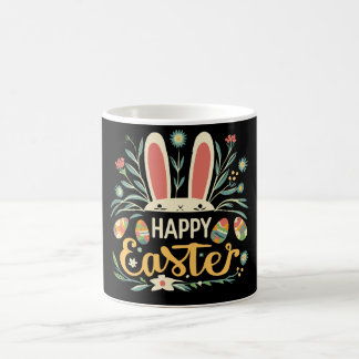 Retro Floral Happy Easter Bunny Boho Spring Koffiemok