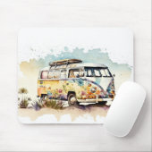 Retro Floral Hippie Bus Muismat (Met muis)