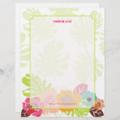 Retro Floral, kies uw fav achtergrondkleur Gepersonaliseerd Briefhoofd (Voorkant / Achterkant)