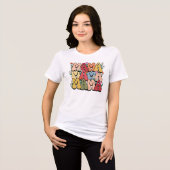 Retro Floral "Mama" Bubble Font Tri-Blend Shirt (Voorkant volledig)