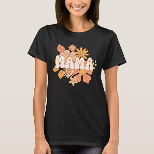 Retro Floral Mama T-shirt (Voorkant)