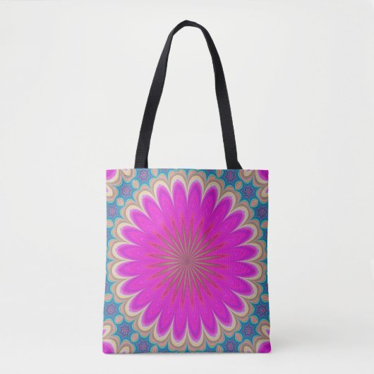 Retro Floral Mandala Psychedelic Flower Power Draagtas (Voorkant)