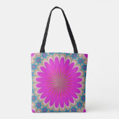 Retro Floral Mandala Psychedelic Flower Power Draagtas (Achterkant)