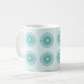 Retro Floral Mok, Blauwgroen Koffiemok (Voorkant links)