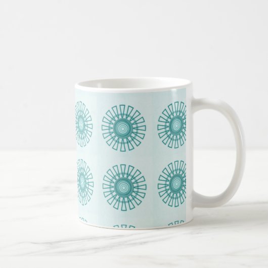 Retro Floral Mok, Blauwgroen Koffiemok (Rechts)