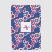 Retro Floral Monogram Voornaam Golfhanddoek (Voorkant)