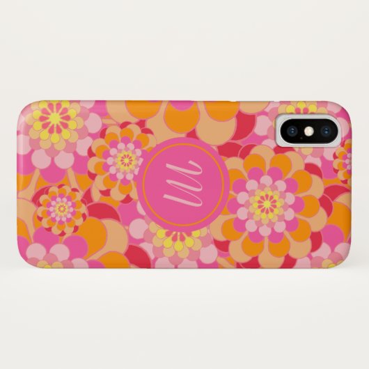 Retro Floral Monogrammed iPhone/iPad case (Achterkant (horizontaal))