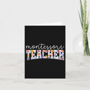 Retro Floral Montessori Leraar Instructeur Educato Kaart