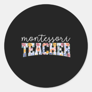 Retro Floral Montessori Teacher Instructor Educato Ronde Sticker