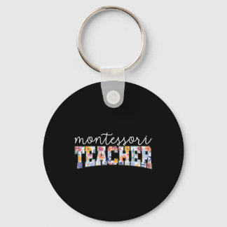 Retro Floral Montessori Teacher Instructor Educato Sleutelhanger