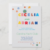 Retro Floral Multicolor Wedding Invitation Kaart (Voorkant)