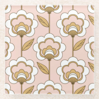 Retro floral: naadloos  patroon. glazen onderzetter