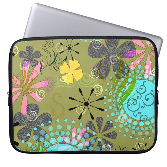 Retro Floral notebook Sleeve (Voorkant)