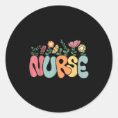 Retro Floral Nurse Graphic Nursing Appreciation Ronde Sticker (Voorkant)